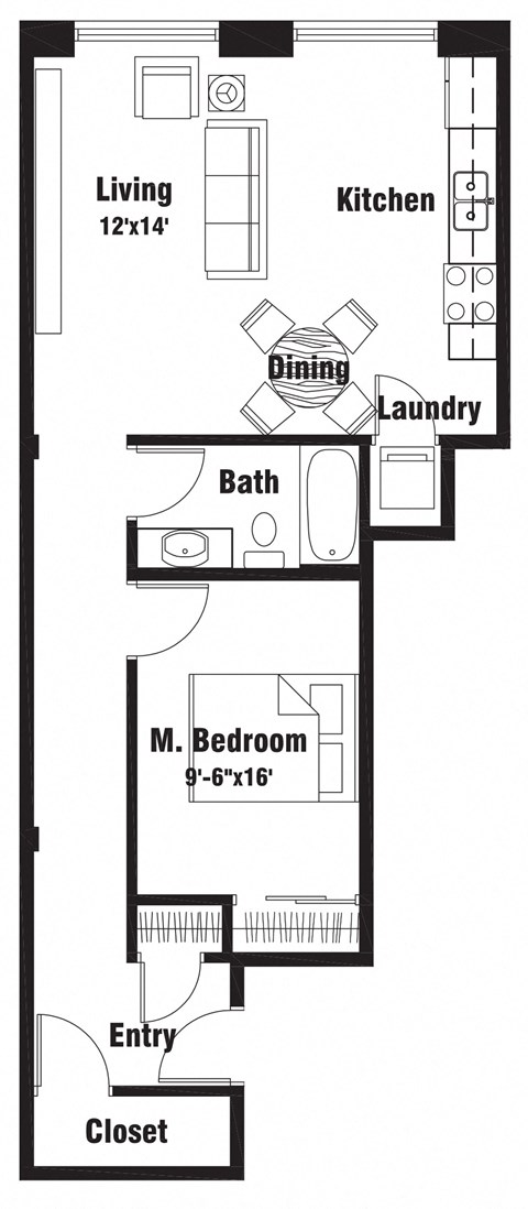 A3 Floor Plan at Riverpoint Lofts, Des Moines, 50309  